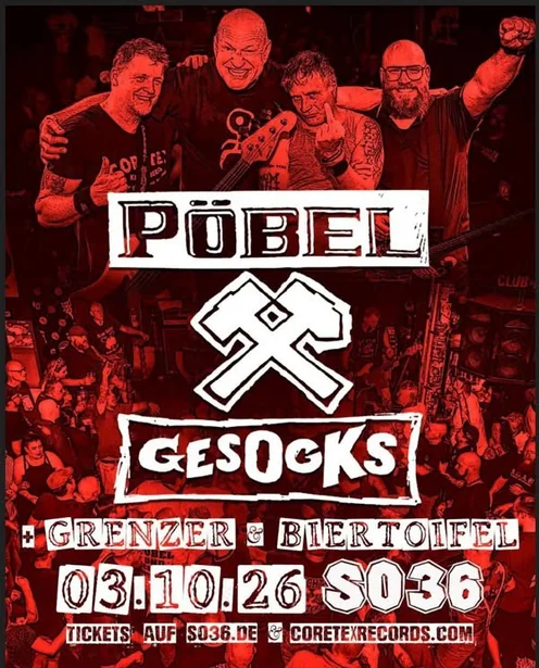 Flyer zu Biertoifel x Grenzer x Pöbel & Gesocks
