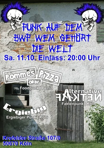 Flyer zu Punk auf den BWP – Wem Gehört Die Welt