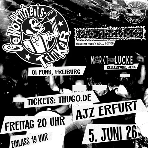 Flyer zu Gewohnheitstrinker, Badterms & Marktlücke Terrorzelle