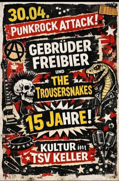 Flyer zu Punkrock Attack: 15 Jahre Kultur im TSV Keller