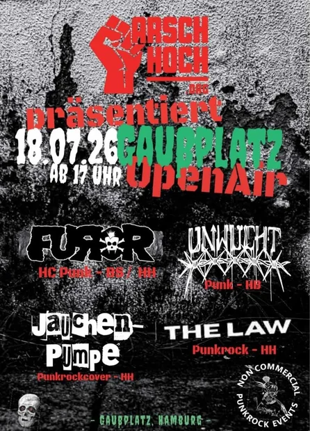 Flyer zu ArschHoch.org präsentiert das Gaußplatz Open Air