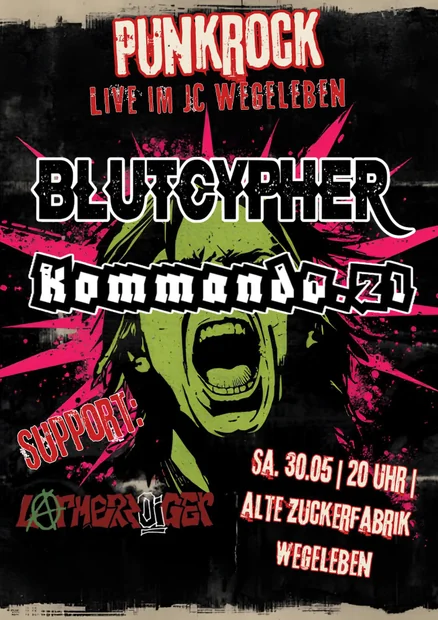 Flyer zu Punkrock live im JC Wegeleben
